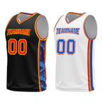 Custom Black Blue Orange White Oklahoma City City Edition Personalized Reversible Basketball Set Sports Basketball Jersey BBJ01R-D0610-21