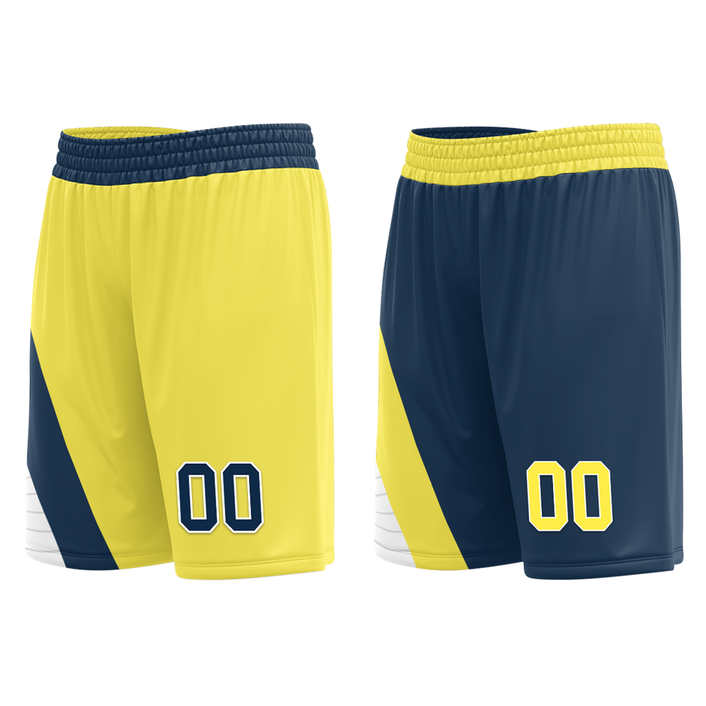 Custom Yellow Blue Classic Style Reversible Basketball Uniform Personalized COOLMAX BBJR-D017060