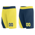 Custom Yellow Blue Classic Style Reversible Basketball Uniform Personalized COOLMAX BBJR-D017060