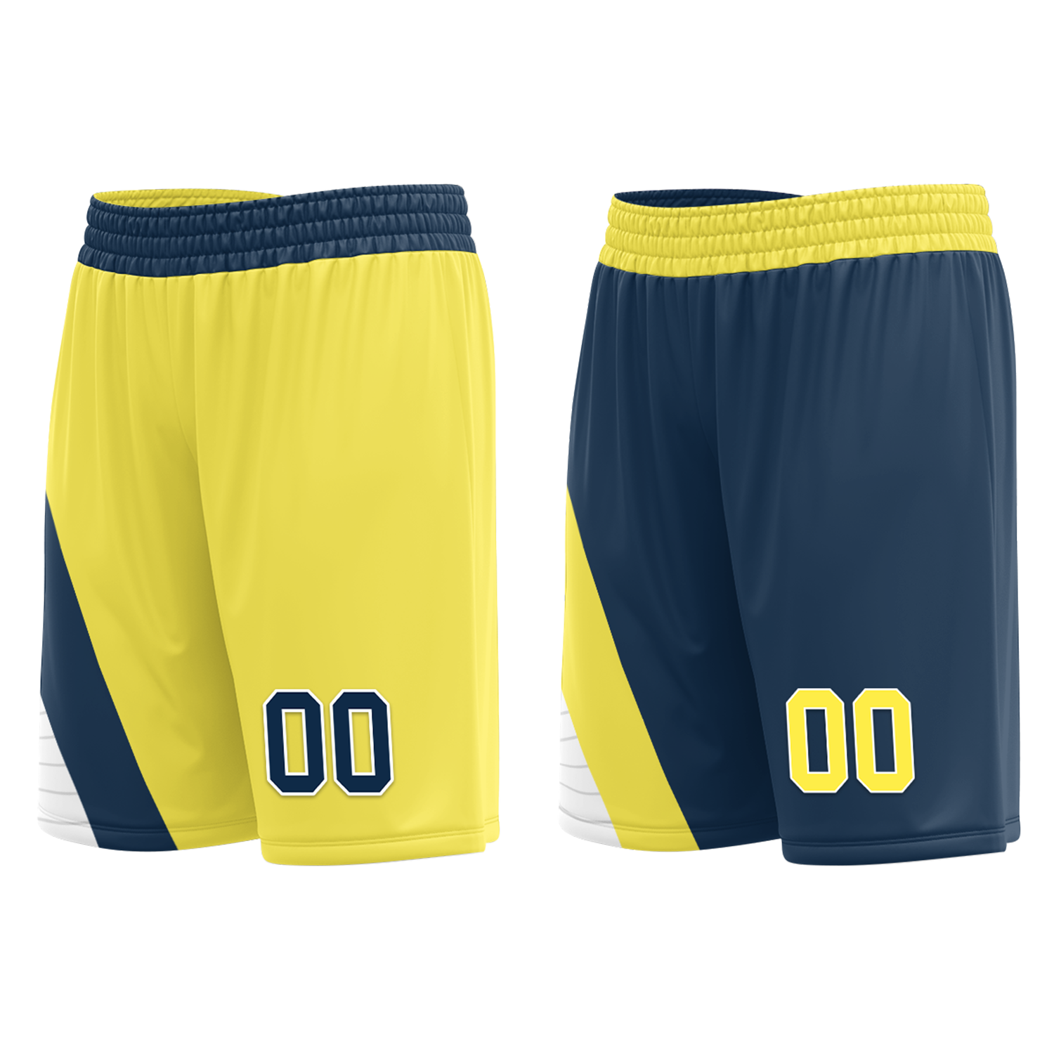 Custom Yellow Blue Classic Style Reversible Basketball Uniform Personalized COOLMAX BBJR-D017060