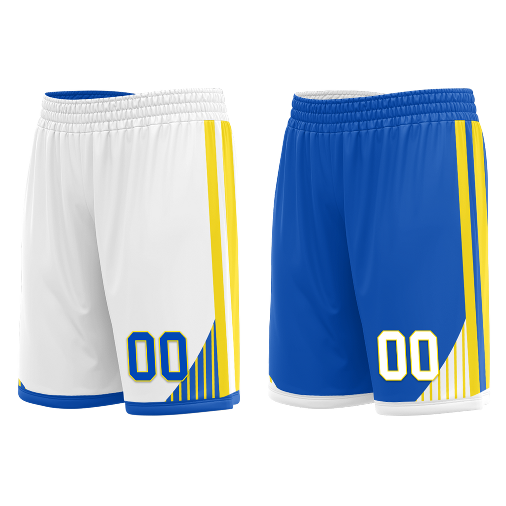Custom White Blue Classic Style Reversible Basketball Uniform Personalized COOLMAX BBJR-D017004