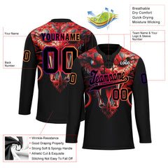 Custom Black Red Purple Orange Gothic Personalized Hockey Jersey HCKJ01-E0601-06