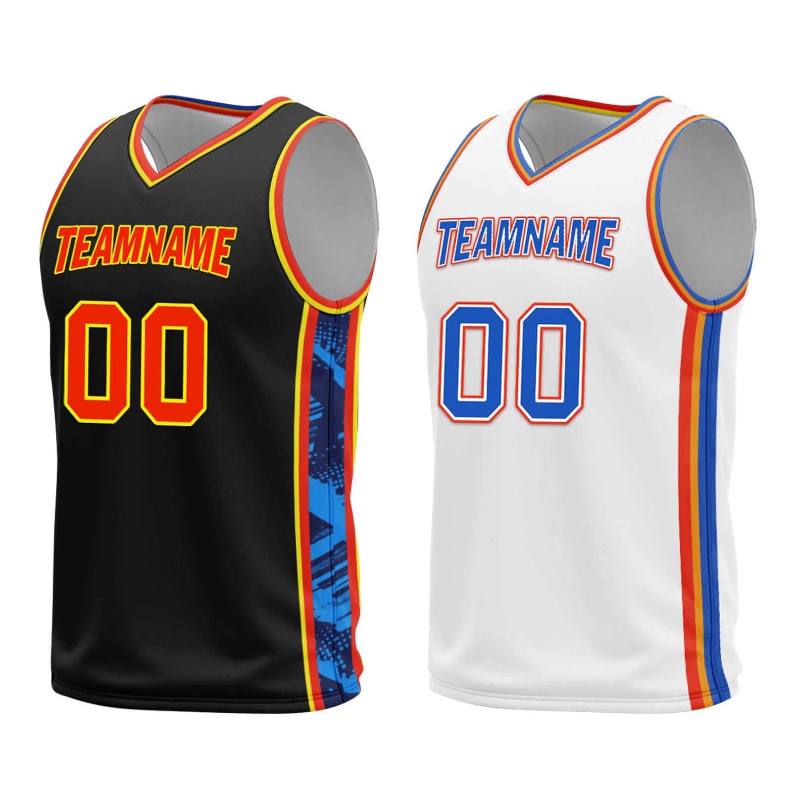 Custom Black Blue Orange White Oklahoma City City Edition Personalized Reversible Basketball Set Sports Basketball Jersey BBJ01R-D0610-21-COOLMAX