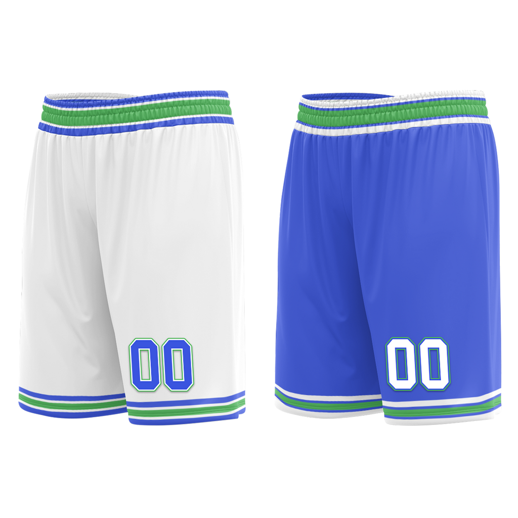 Custom White Blue Classic Style Reversible Basketball Uniform Personalized COOLMAX BBJR-D017045