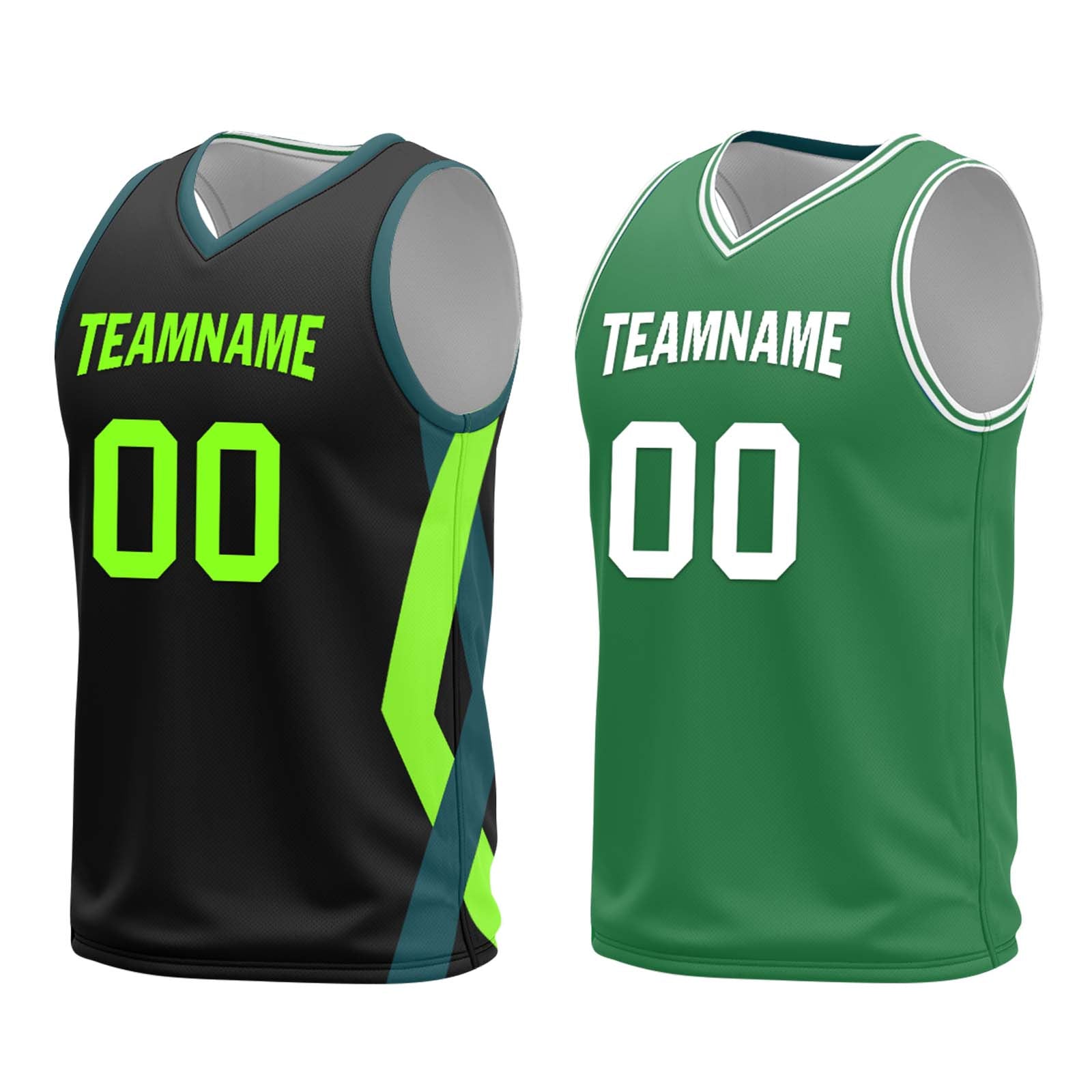 Custom Black Green Boston City Edition Personalized Reversible Basketball Set Sports Basketball Jersey BBJ01R-D0610-2