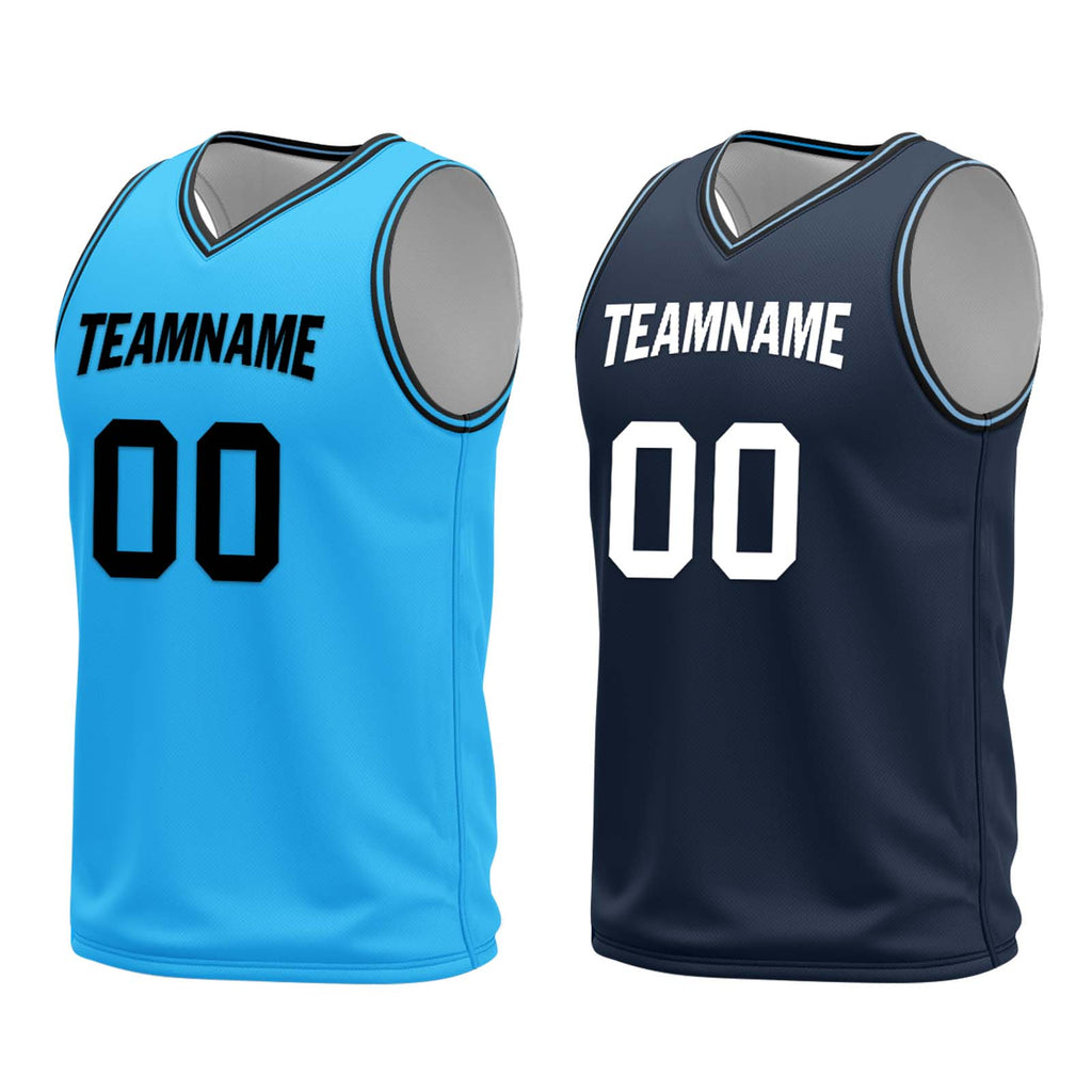 Custom Light Blue Black Los Angeles City Edition Personalized Reversible Basketball Set Sports Basketball Jersey BBJ01R-D0610-13