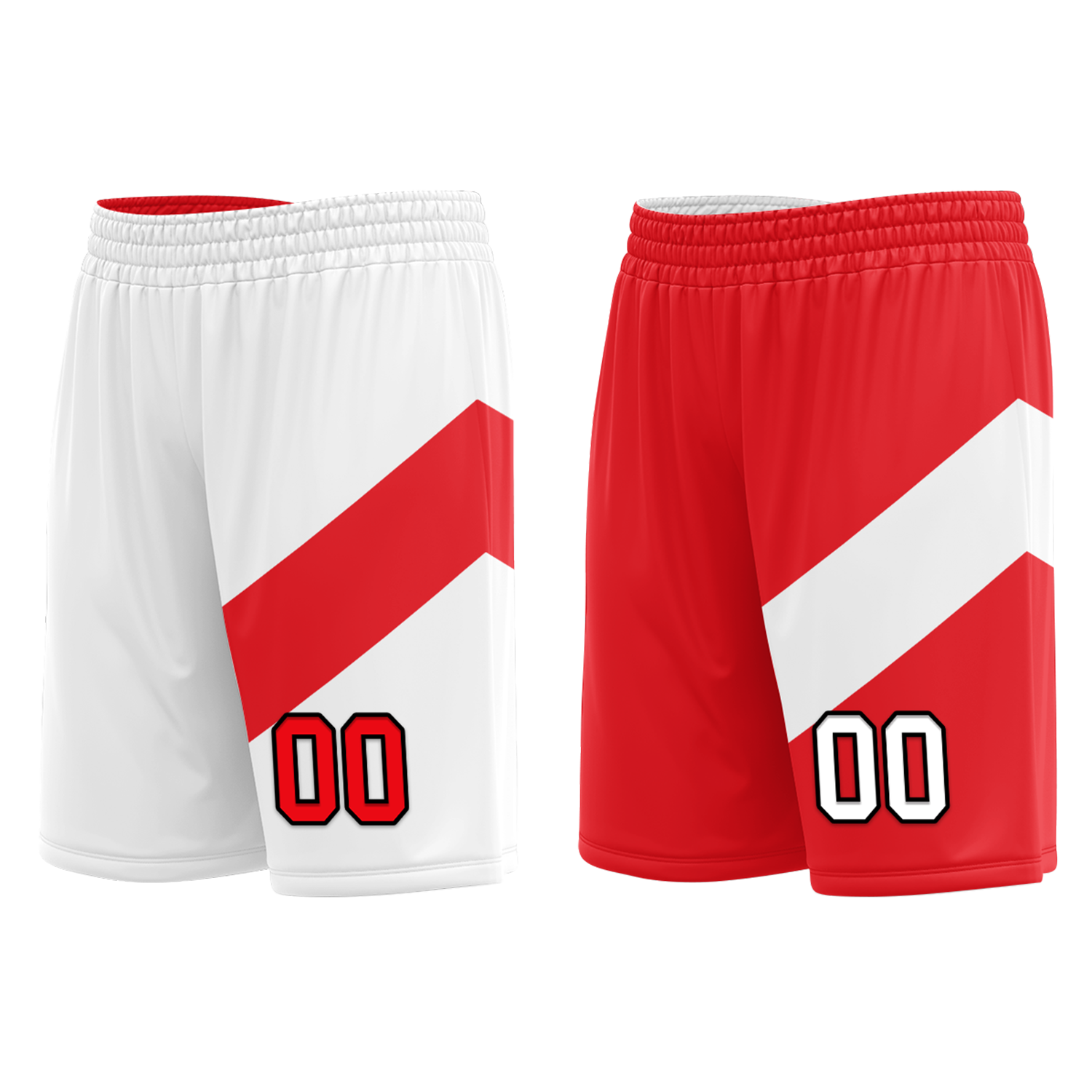 Custom White Red Classic Style Reversible Basketball Uniform Personalized COOLMAX BBJR-D017026
