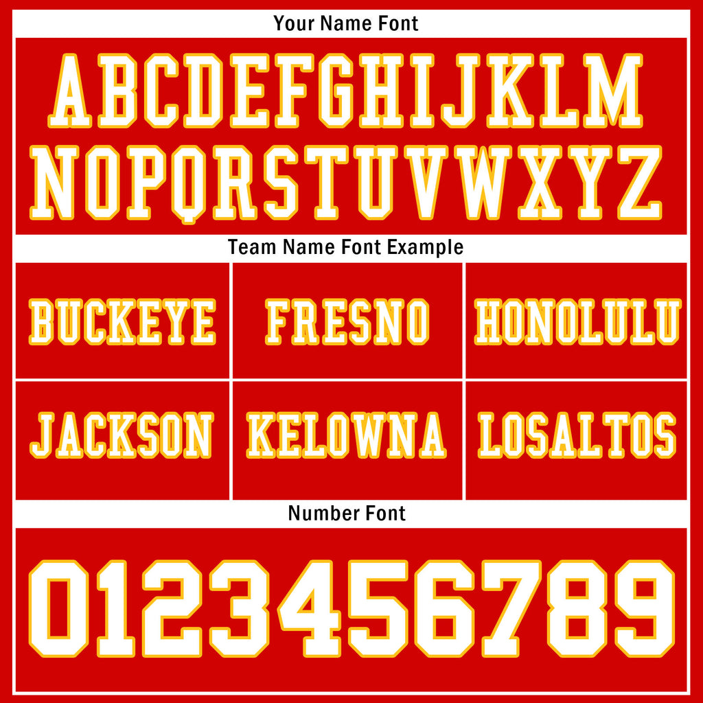 Custom Red Yellow Kansas City Personalized Authentic Football Jersey FBJ02-E0601-2