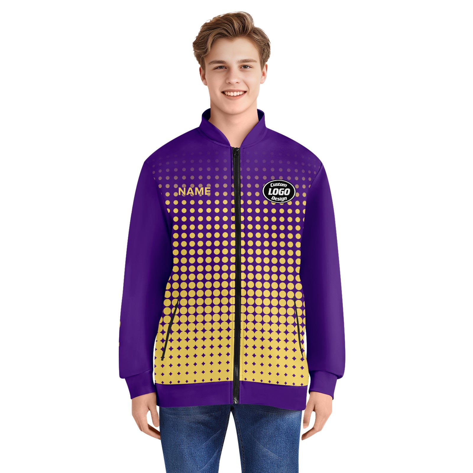 Custom Jacket Bomber Full-Snap Varsity Letterman Personalized Jacket PR092-D020346-14