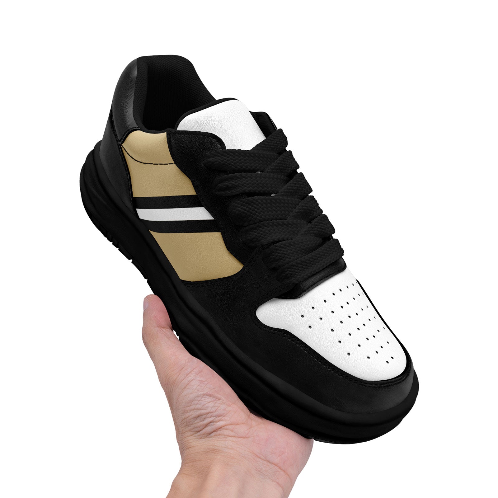 Custom Black Gold New Orleans Shoes Personalized Sneaker FN032-D020389-19