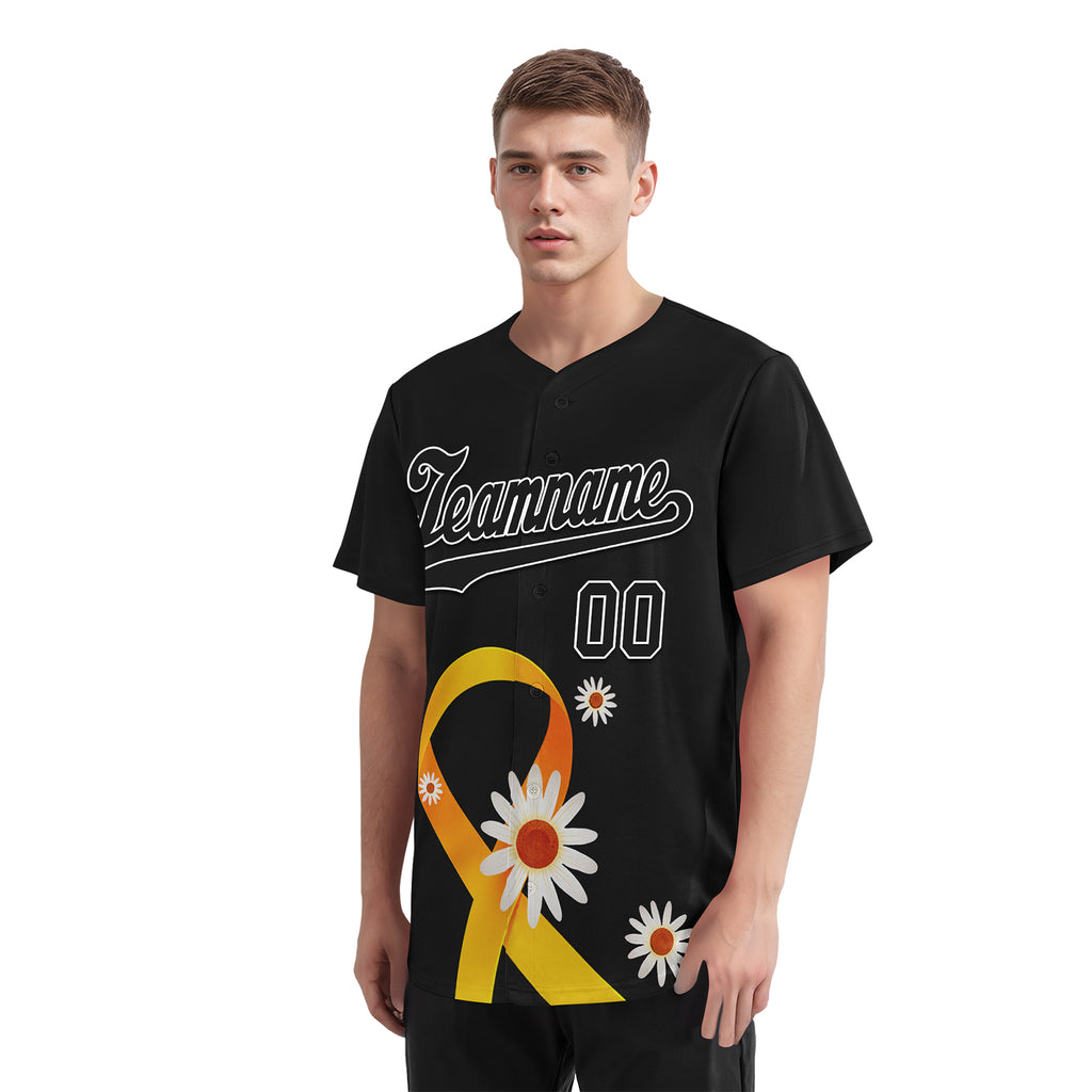 Custom Black World Cancer Day Personalized Authentic Baseball Jersey BSBJ01-E06020-7