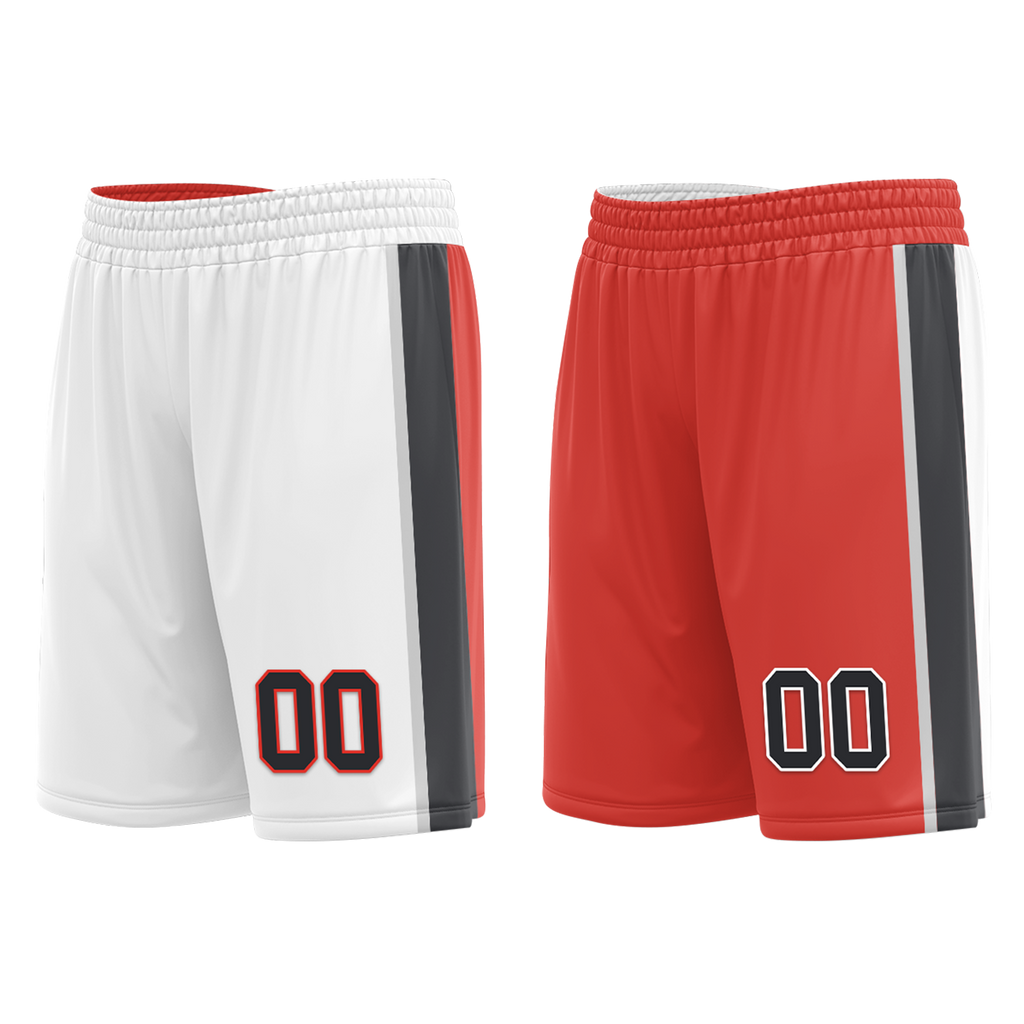 Custom White Red Classic Style Reversible Basketball Uniform Personalized COOLMAX BBJR-D017037