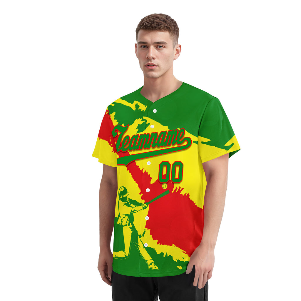Custom Grass Green Red Yellow Bolivian Flag Personalized Authentic Baseball Jersey BSBJ01-E06022-12
