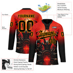 Custom Red Black Orange Gothic Personalized Hockey Jersey HCKJ01-E0601-07