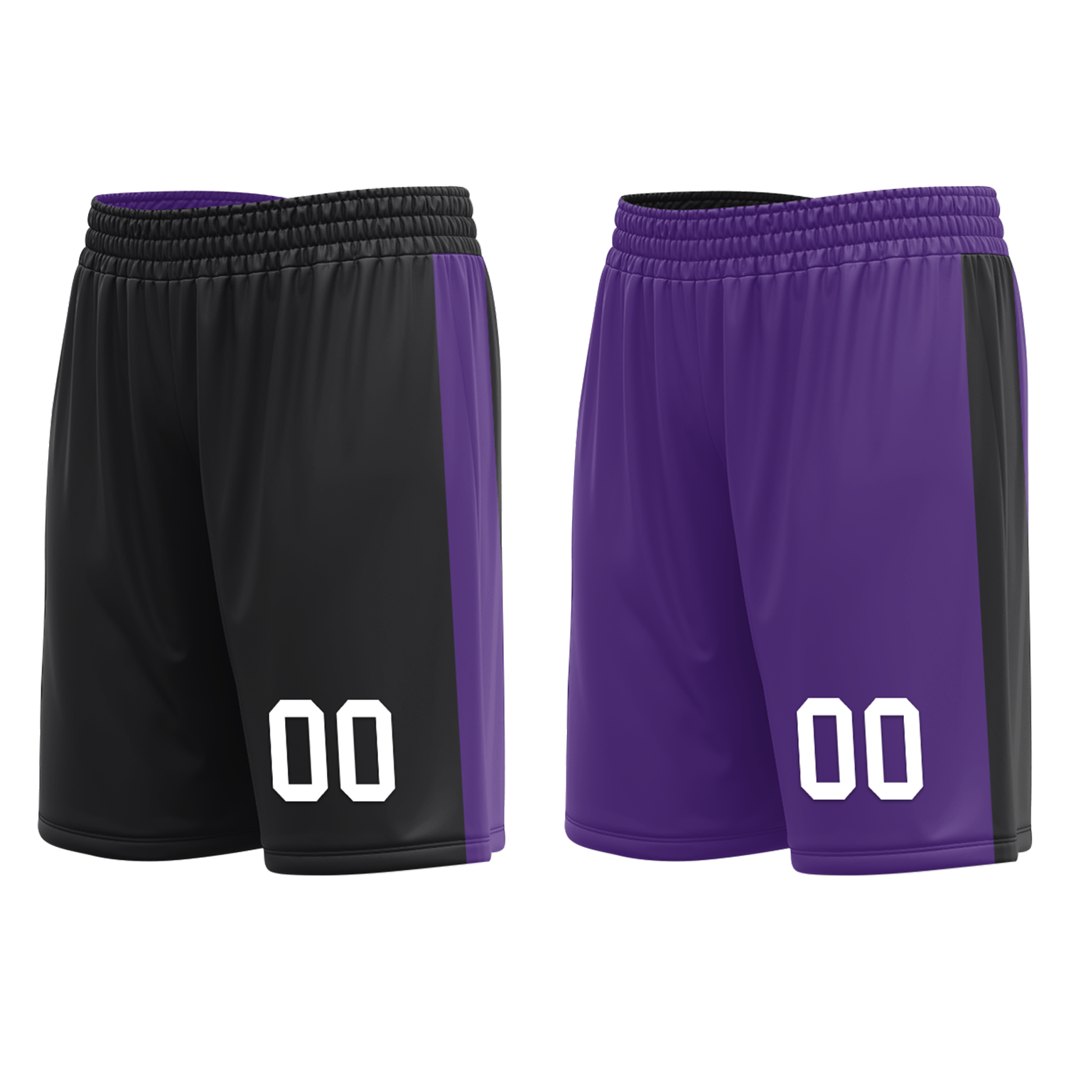 Custom Black Purple Classic Style Reversible Basketball Uniform Personalized COOLMAX BBJR-D017035