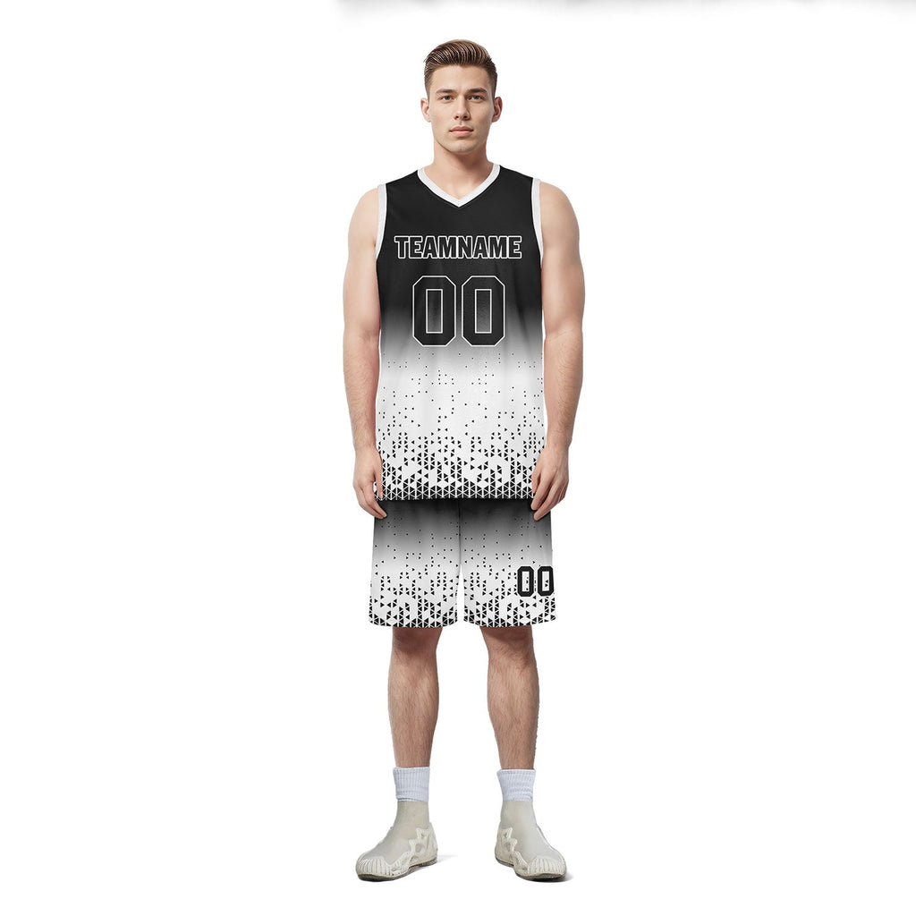 Custom Black White Fade Fashion Sports Uniform Basketball Jersey BBJ01-D020102-2