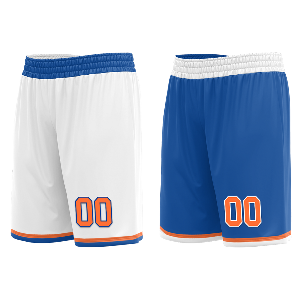Custom White Blue Classic Style Reversible Basketball Uniform Personalized COOLMAX BBJR-D017016
