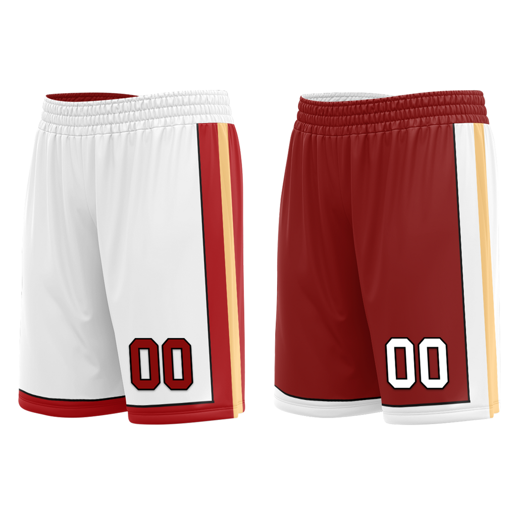 Custom White Red Classic Style Reversible Basketball Uniform Personalized COOLMAX BBJR-D017017