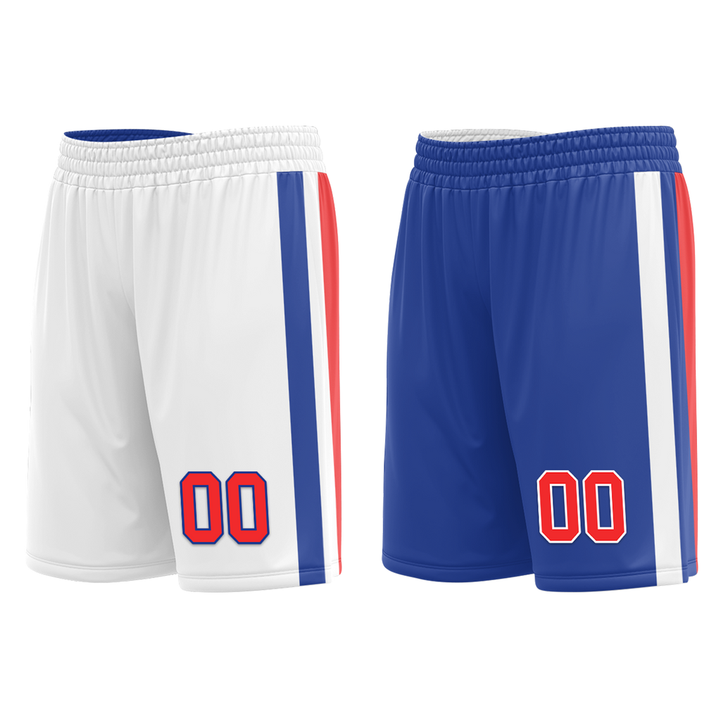 Custom White Blue Classic Style Reversible Basketball Uniform Personalized COOLMAX BBJR-D017020
