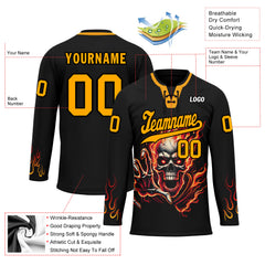 Custom Black Orange Gothic Personalized Hockey Jersey HCKJ01-E0601-02