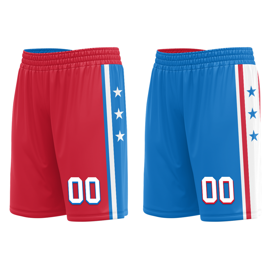 Custom Red Blue Classic Style Reversible Basketball Uniform Personalized COOLMAX BBJR-D017022