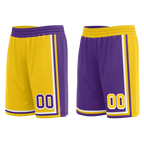 Custom Yellow Purple Classic Style Reversible Basketball Uniform Personalized COOLMAX BBJR-D017034