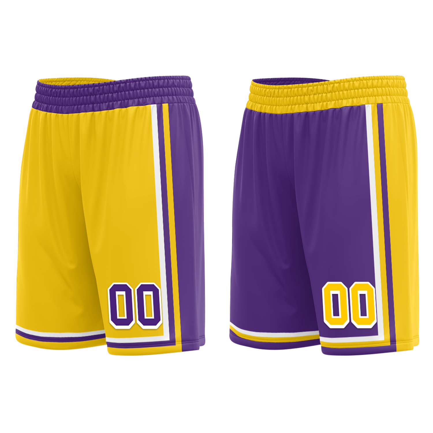 Custom Yellow Purple Classic Style Reversible Basketball Uniform Personalized COOLMAX BBJR-D017034