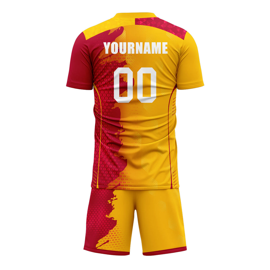 Custom Red Yellow Soccer Sets Jersey Personalized SCJ101-D020210-3