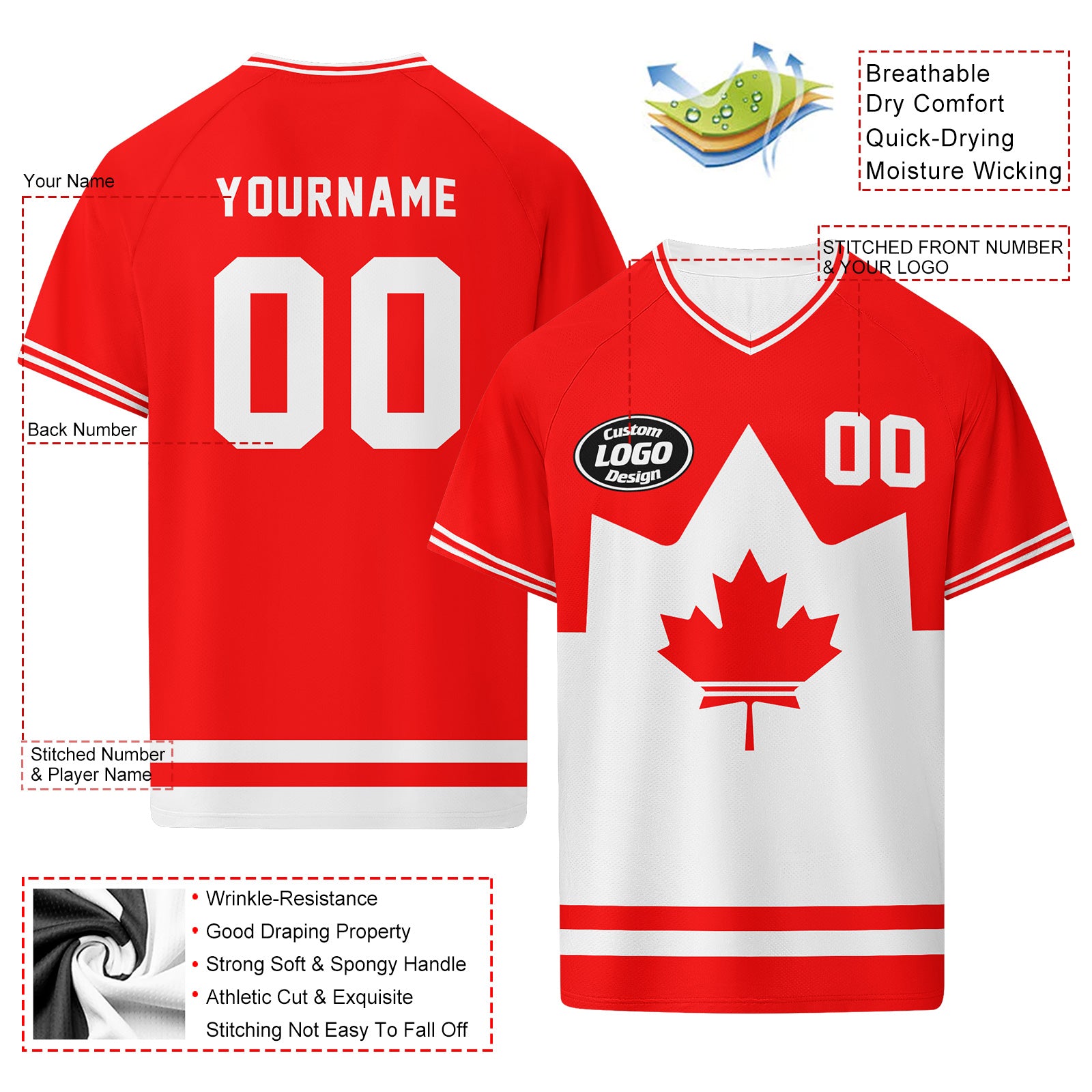Custom Canada 2026 World Cup Football Shirt Customized Soccer Jersey for Fans Add Your Name & Number FZ190-F009149-4