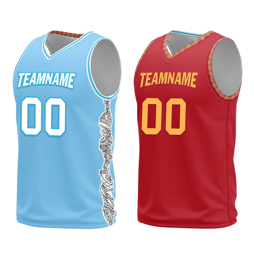 Custom Blue Red Cleveland City Edition Personalized Reversible Basketball Set Sports Basketball Jersey BBJ01R-D0610-6-COOLMAX