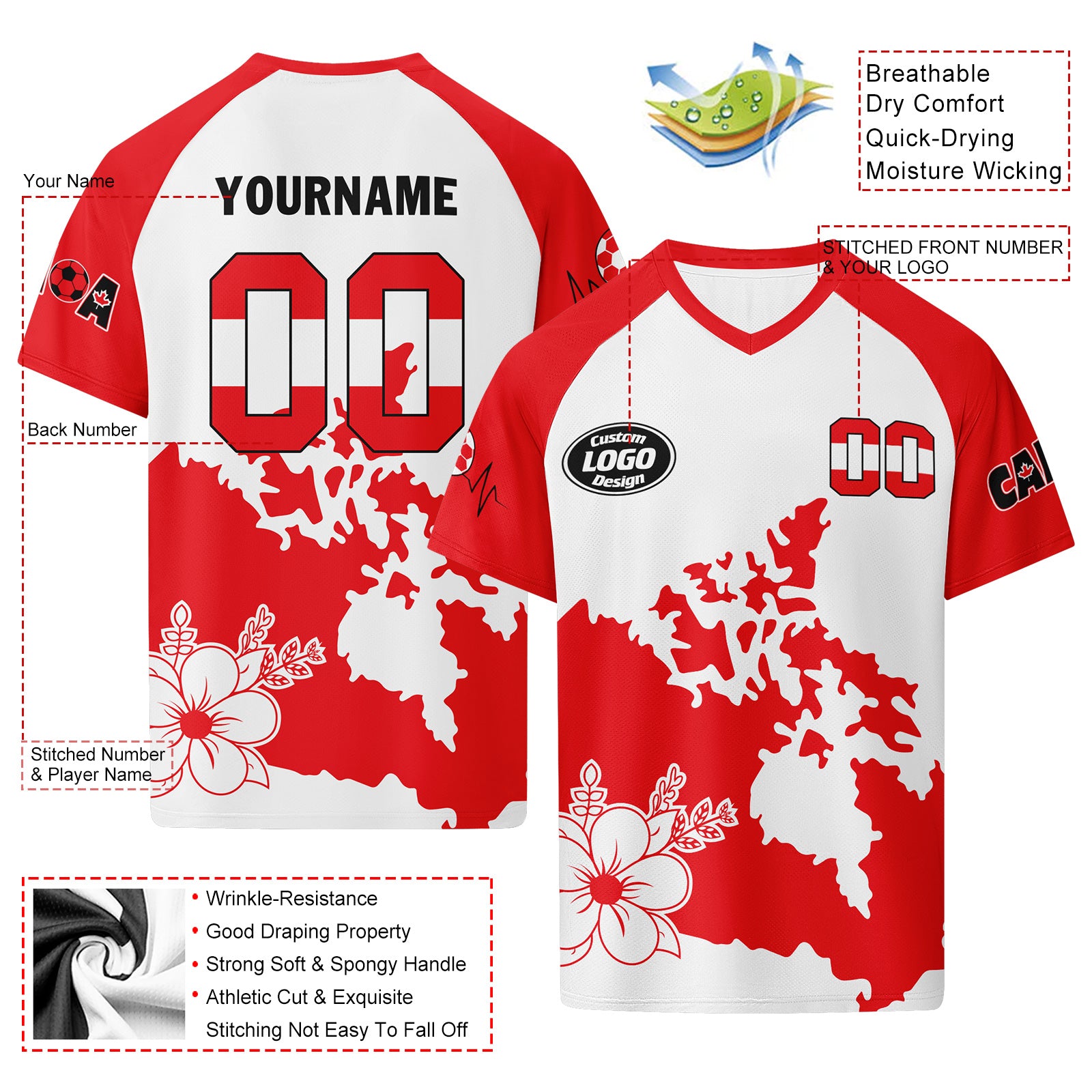 Custom Canada 2026 World Cup Football Shirt Customized Soccer Jersey for Fans Add Your Name & Number FZ190-F023094-5