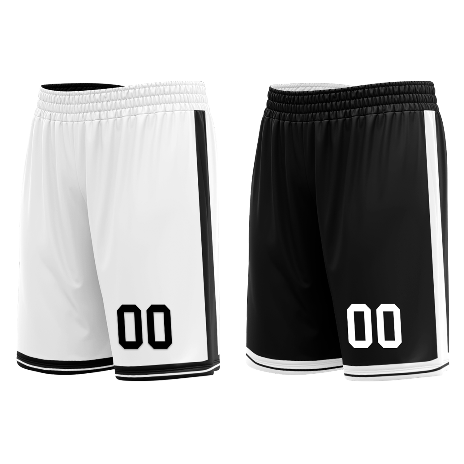 Custom White Black Classic Style Reversible Basketball Uniform Personalized COOLMAX BBJR-D017008