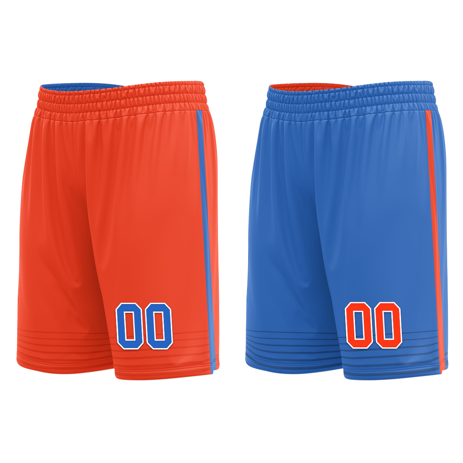 Custom Orange Blue Classic Style Reversible Basketball Uniform Personalized COOLMAX BBJR-D017040