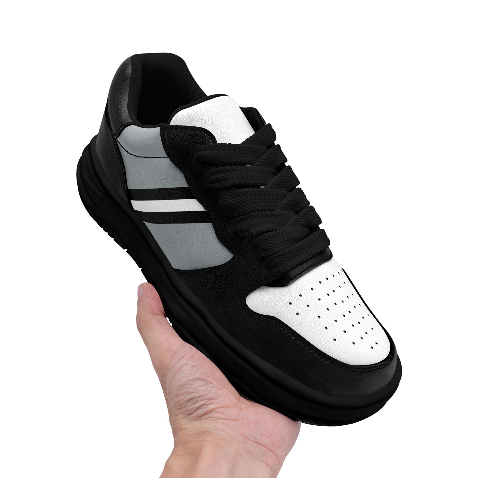Custom Black Gray Las Vegas Shoes Personalized Sneaker FN032-D020389-20
