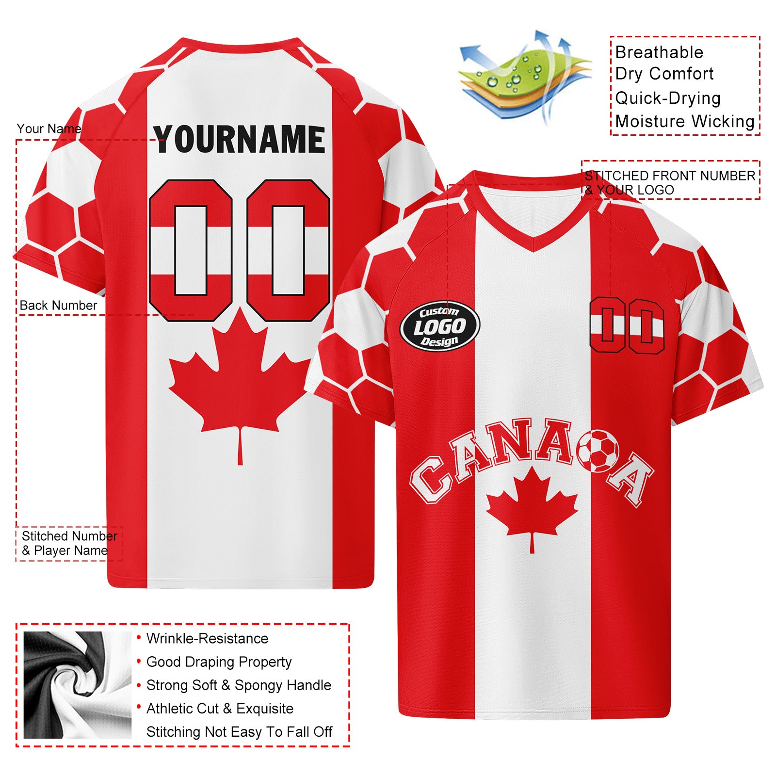 Custom Canada 2026 World Cup Football Shirt Customized Soccer Jersey for Fans Add Your Name & Number FZ190-F023094-3