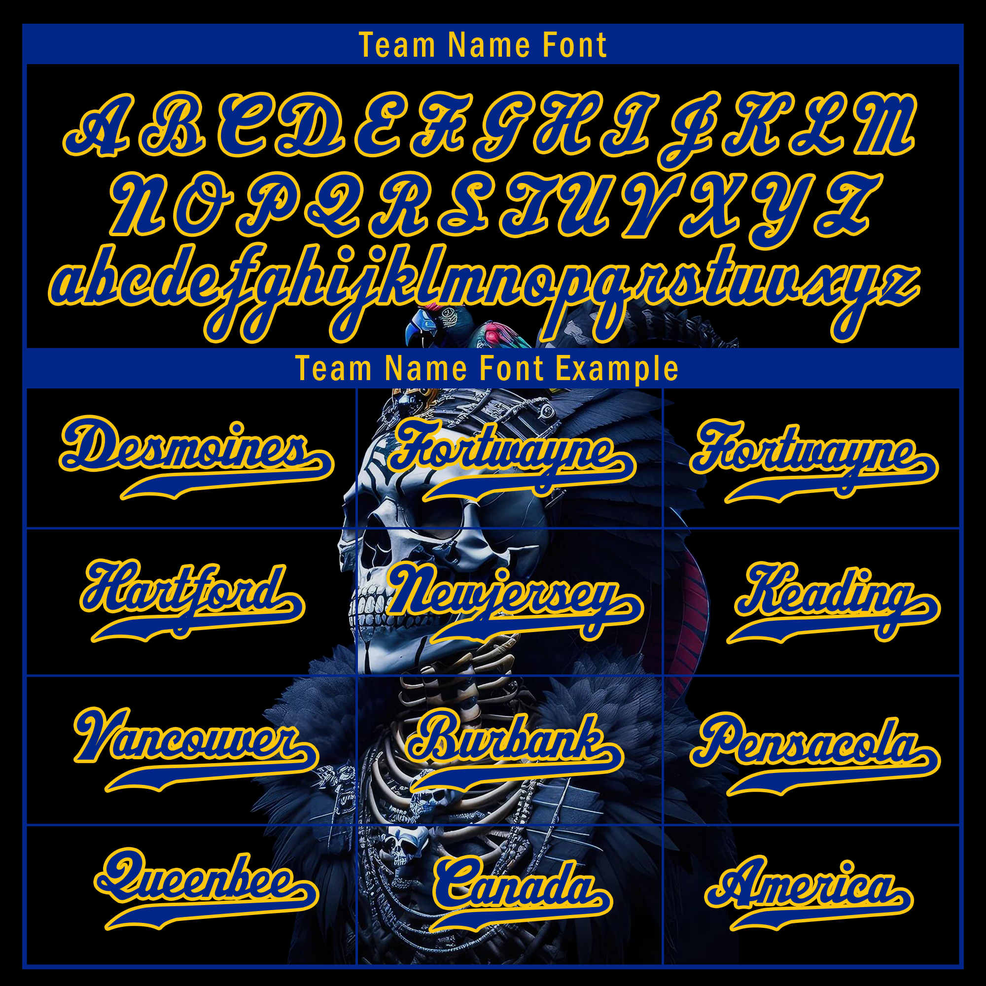 Custom Black Blue Skull Fashion Personalized Authentic Baseball Jersey BSBJ01-D017147
