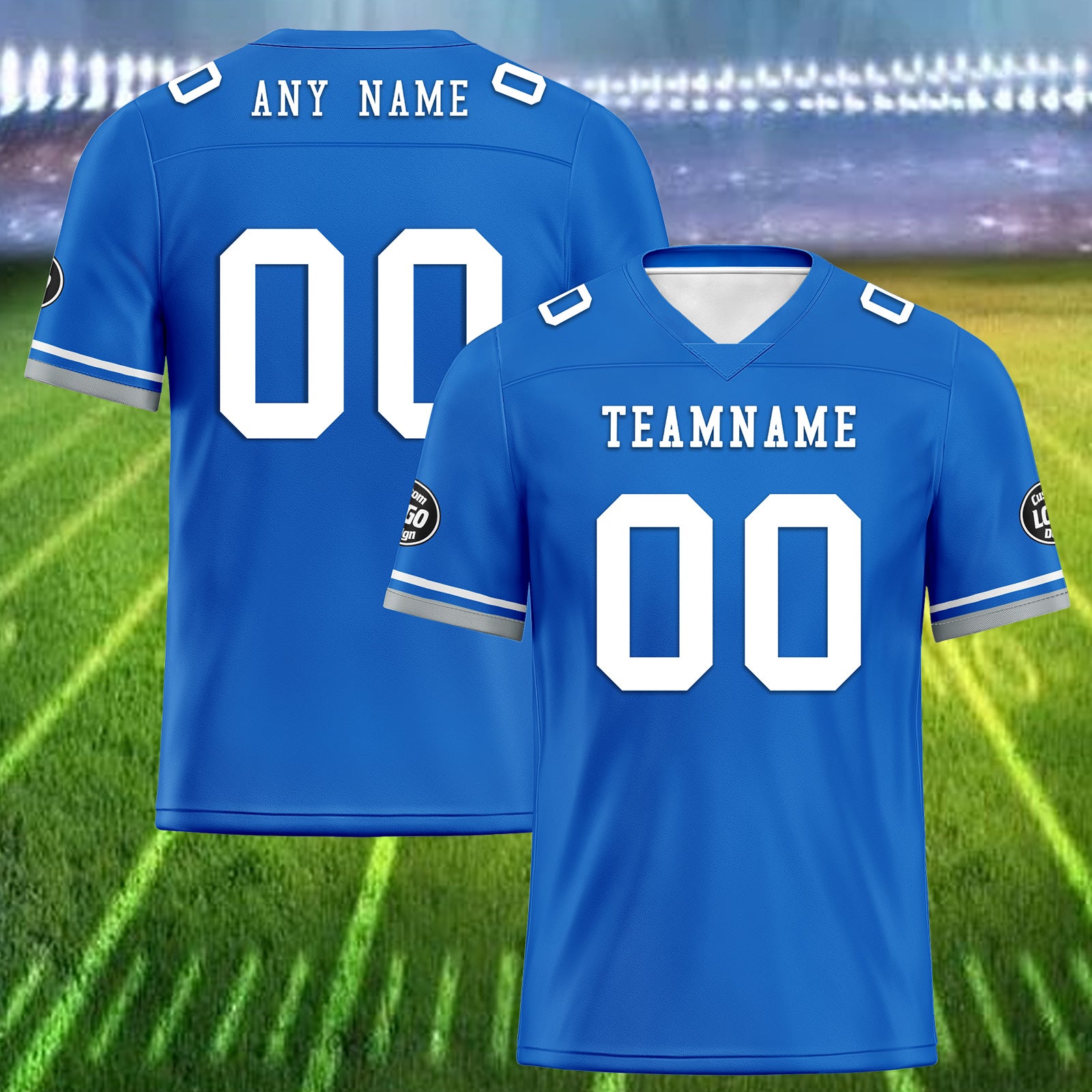 Custom Blue Gray Detroit Football Jersey and Firesoul Sports Shoes Combo Offer Personalized Combo ZH-D020273-11