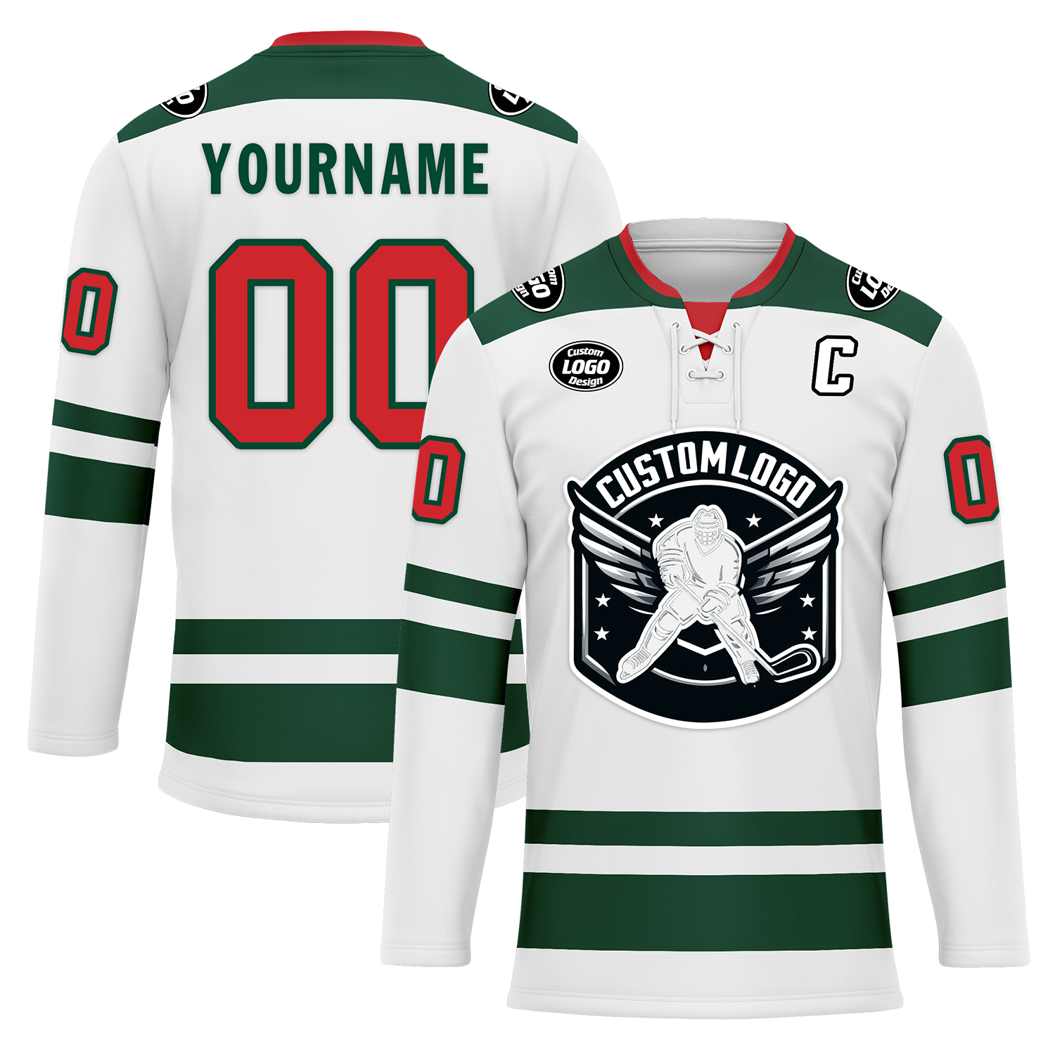 Custom White Green Personalized Hockey Jersey HCKJ01-D0a70c0