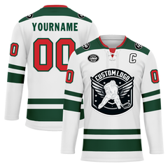 Custom White Green Personalized Hockey Jersey HCKJ01-D0a70c0