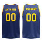Custom Navy Blue Red Gold Golden State City Edition Personalized Reversible Basketball Set Sports Basketball Jersey BBJ01R-D0610-10