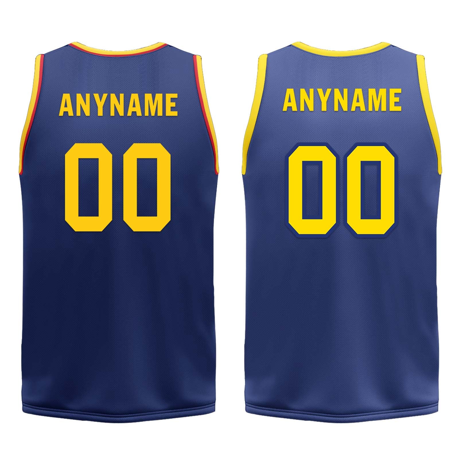 Custom Navy Blue Red Gold Golden State City Edition Personalized Reversible Basketball Set Sports Basketball Jersey BBJ01R-D0610-10
