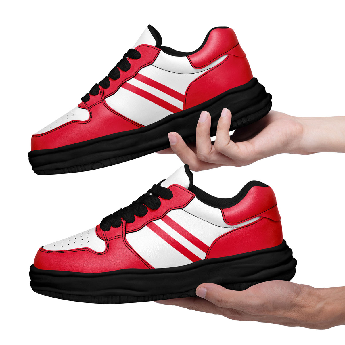 Custom Red White Kansas City Shoes Personalized Sneaker FN032-D020389-18