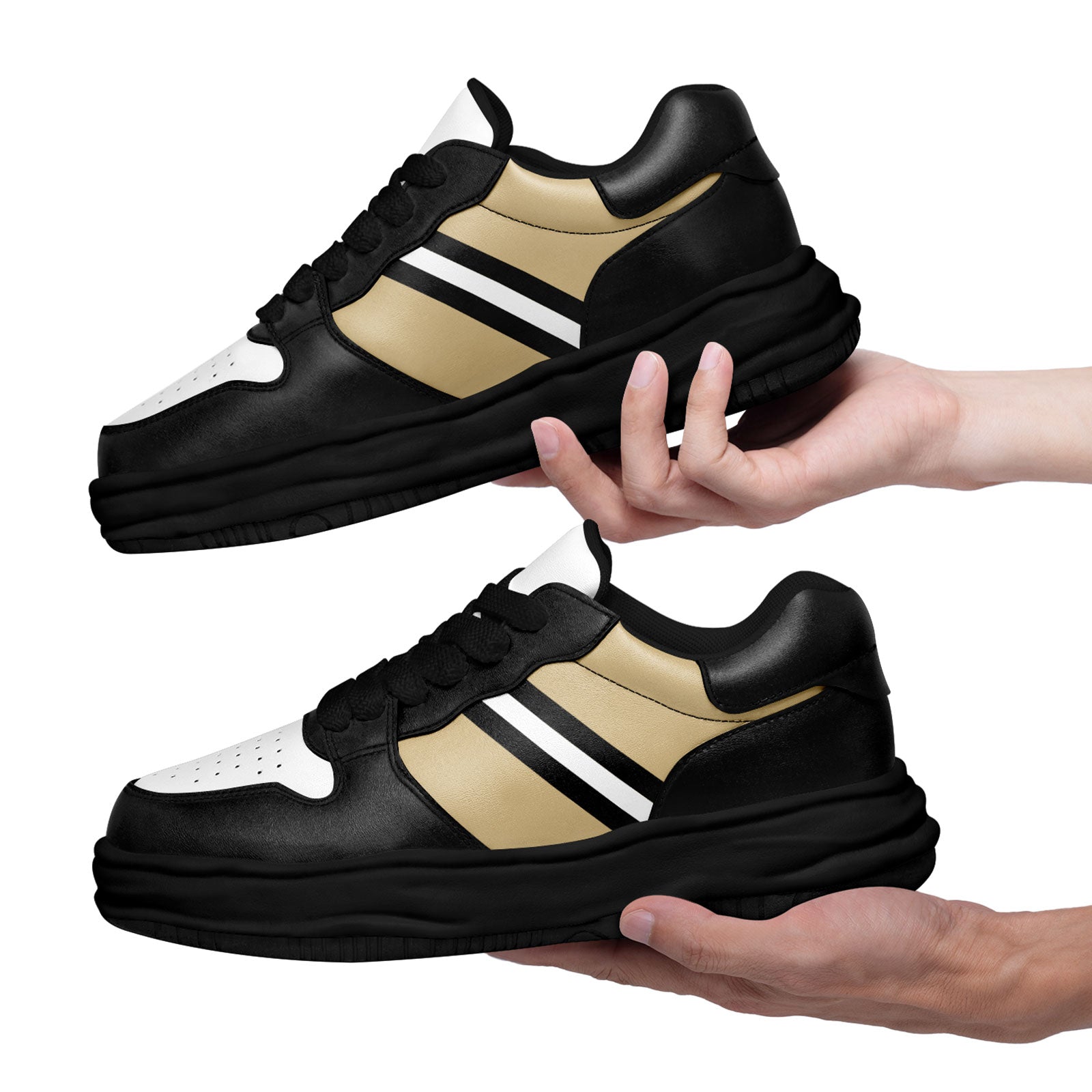 Custom Black Gold New Orleans Shoes Personalized Sneaker FN032-D020389-19