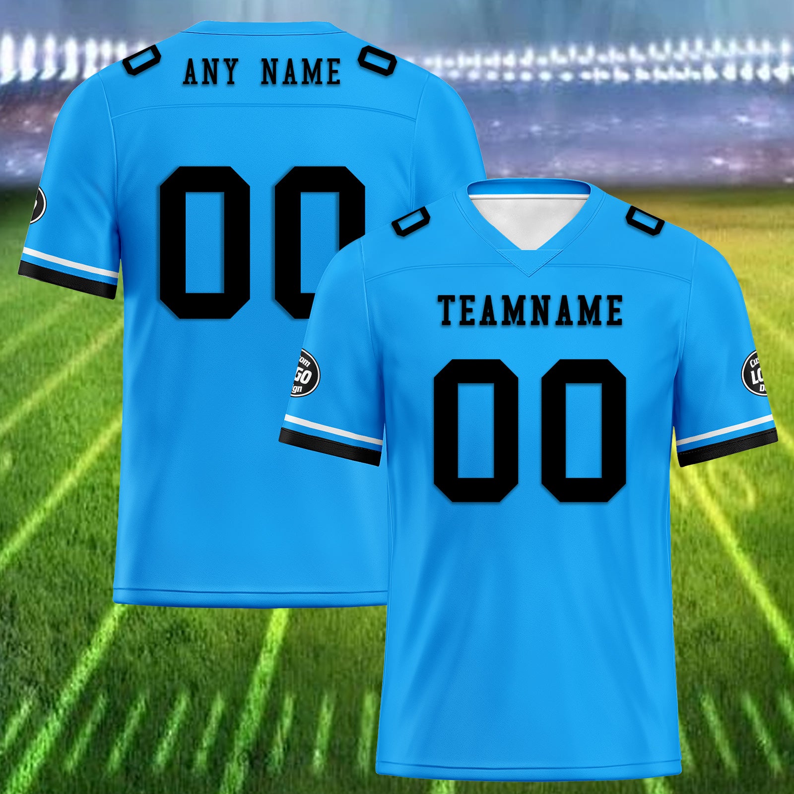 Custom Blue Black Carolina Football Jersey and Firesoul Sports Shoes Combo Offer Personalized Combo ZH-D020273-5