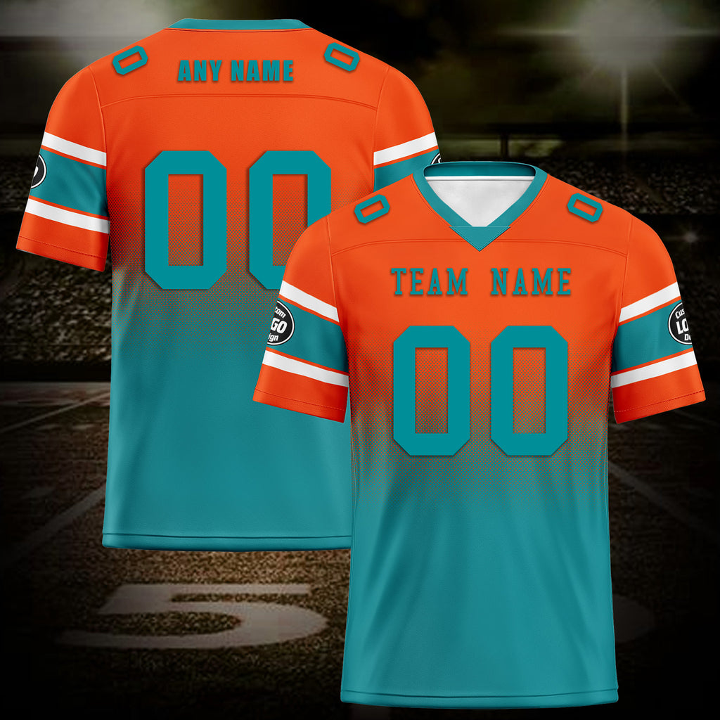 Custom Orange Blue Miami Personalized Authentic Football Jersey FBJ02-D020249-24