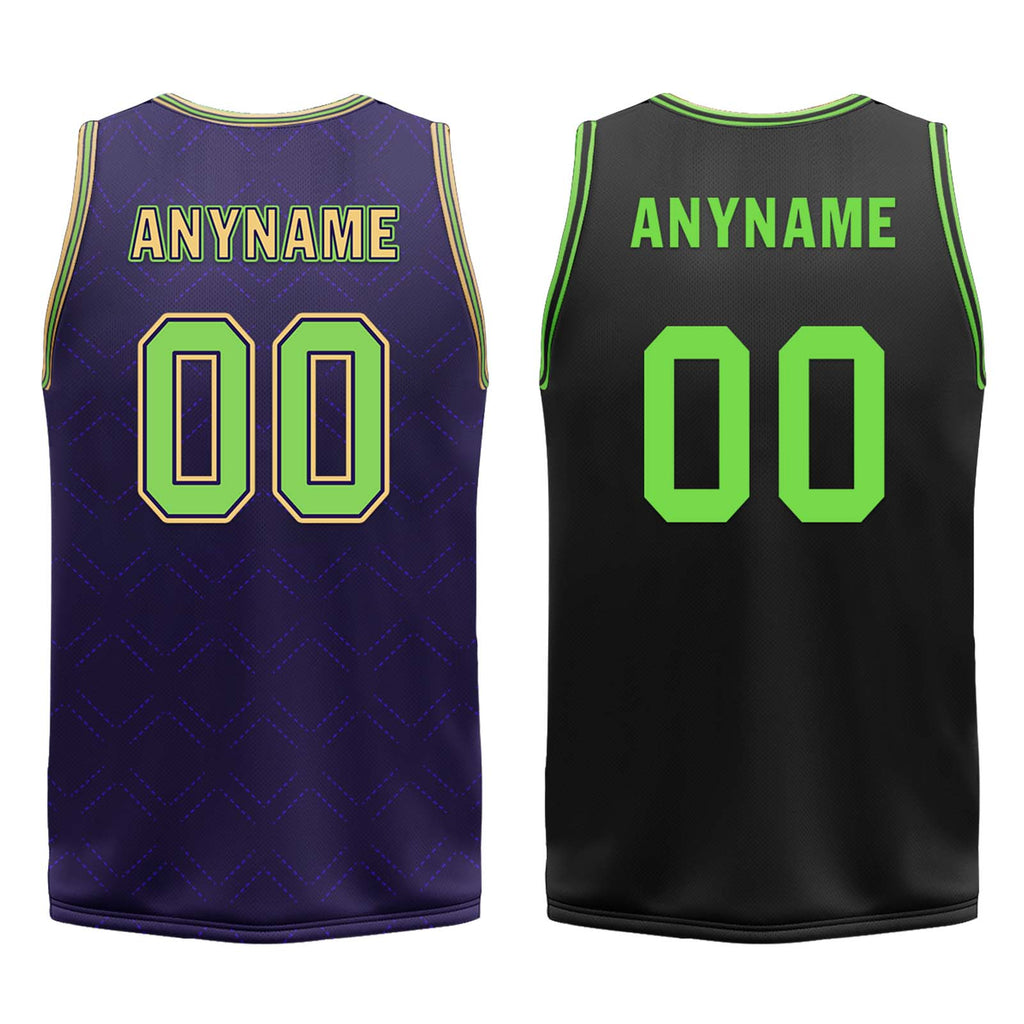 Custom Purple Green Gold New Orleans City Edition Personalized Reversible Basketball Set Sports Basketball Jersey BBJ01R-D0610-19