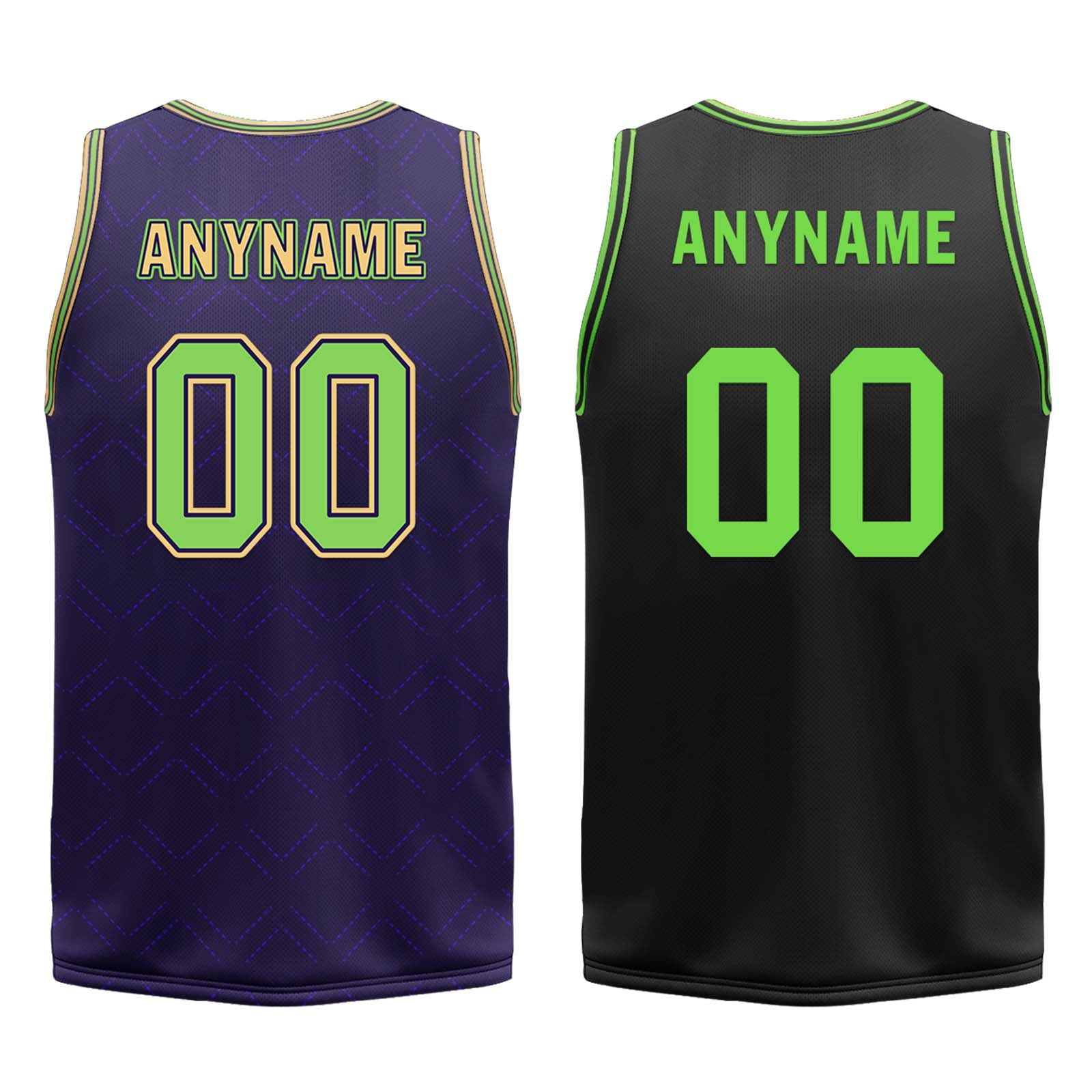 Custom Purple Green Gold New Orleans City Edition Personalized Reversible Basketball Set Sports Basketball Jersey BBJ01R-D0610-19