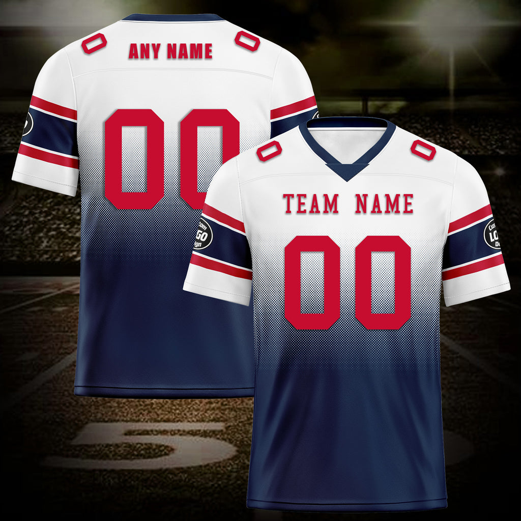 Custom White Blue New England Personalized Authentic Football Jersey FBJ02-D020249-26