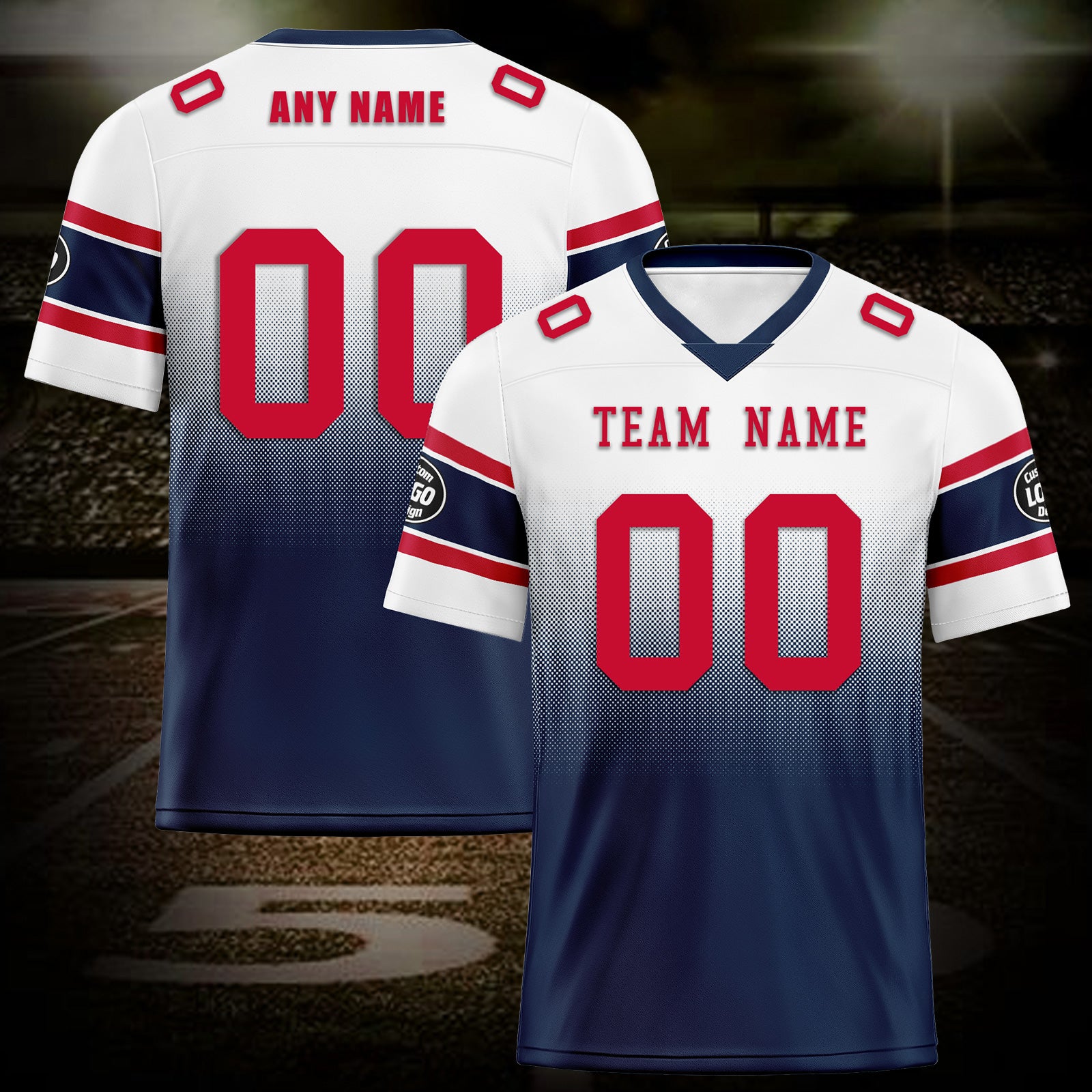 Custom White Blue New England Personalized Authentic Football Jersey FBJ02-D020249-26