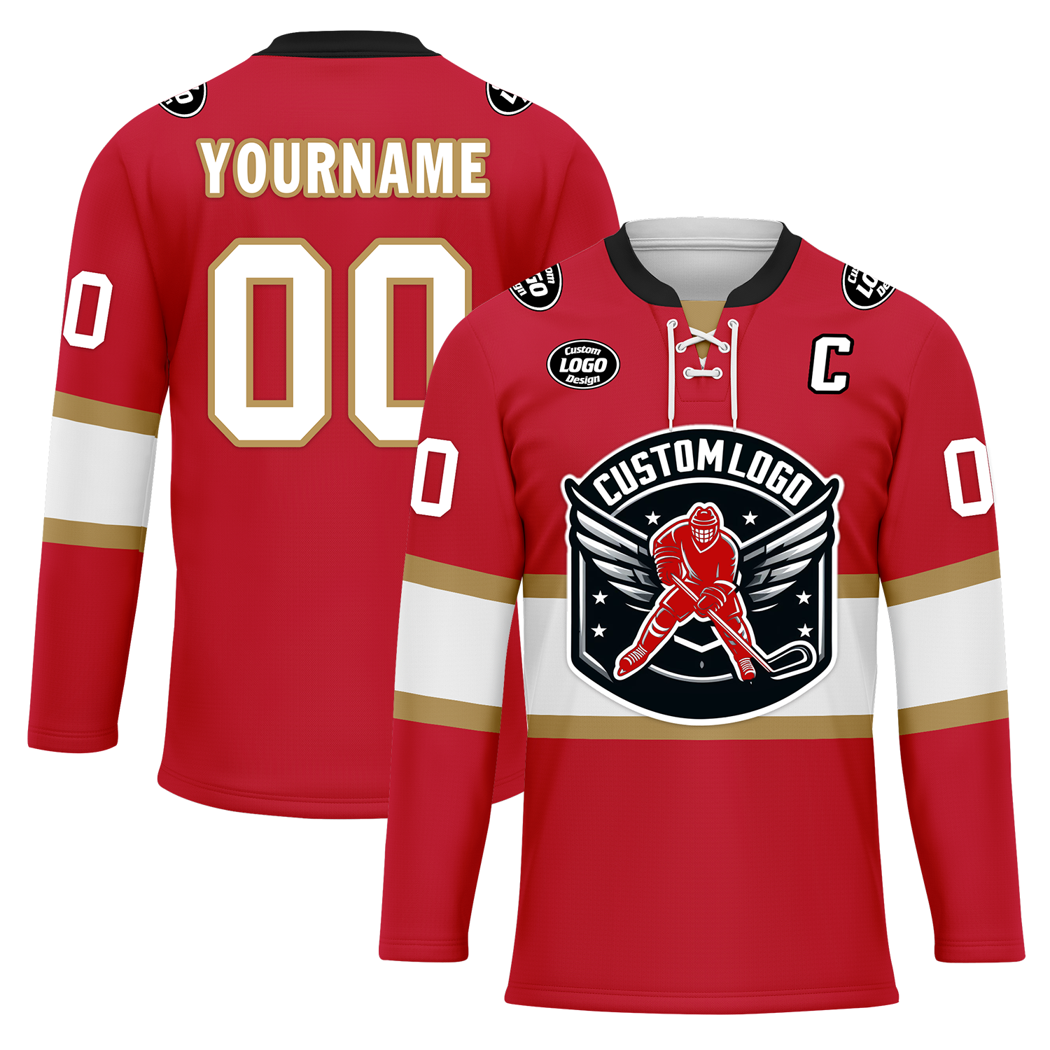 Custom Red White Personalized Hockey Jersey HCKJ01-D0a70ae